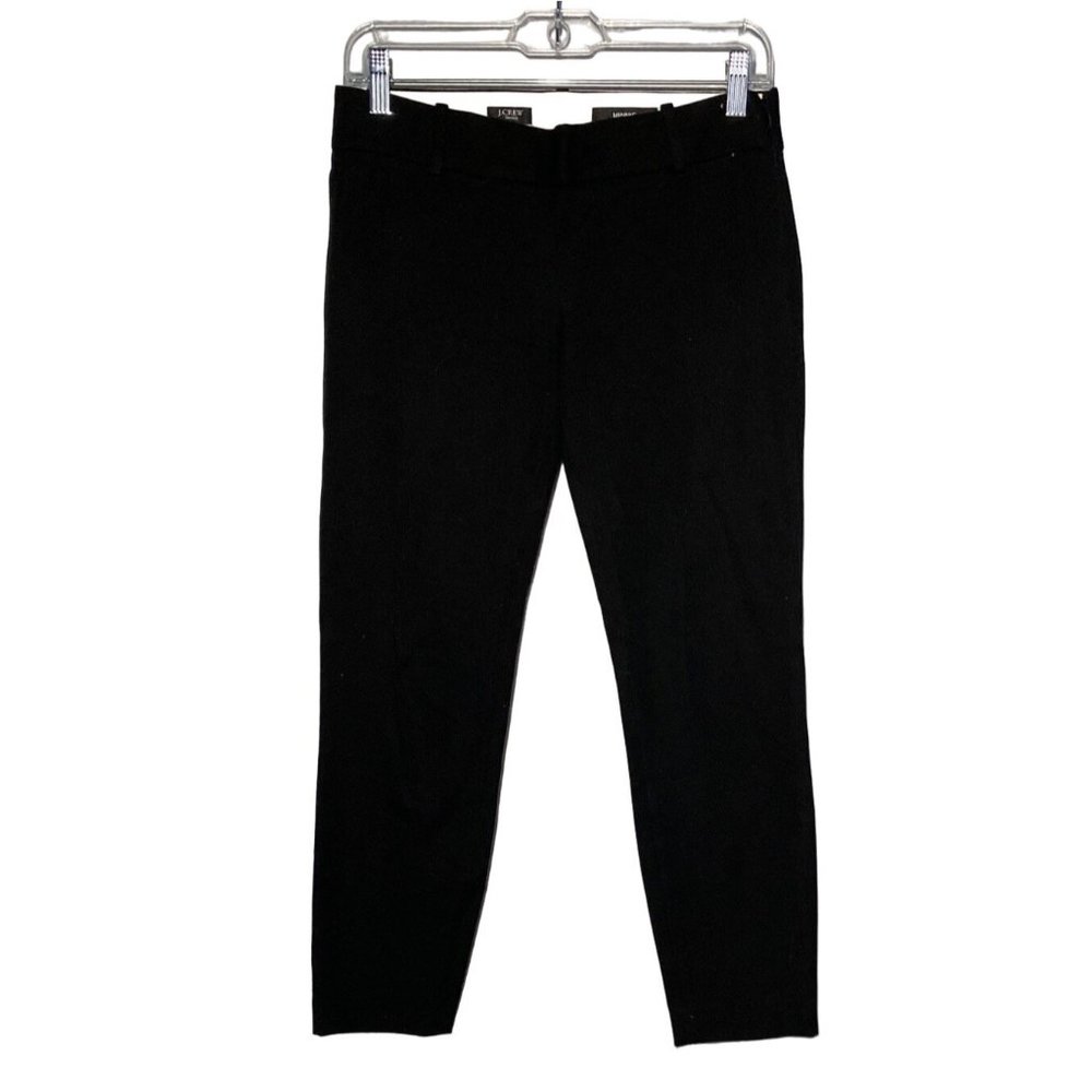 J Crew 00 Stretch Pants Skinny Ankle Minnie Style Solid Black Side Zip‎ Career